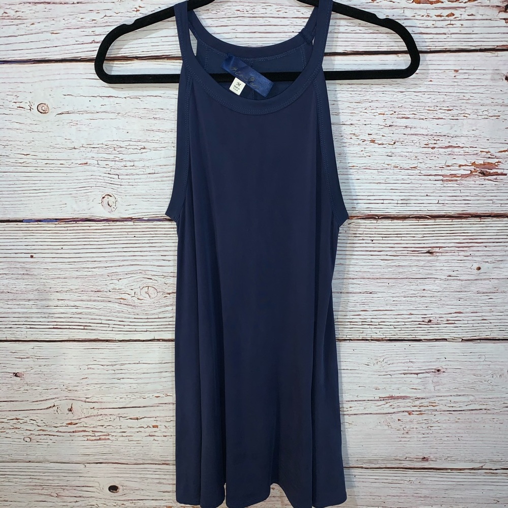 Francescas Blue Rain Halter Midi Dress Navy Size M